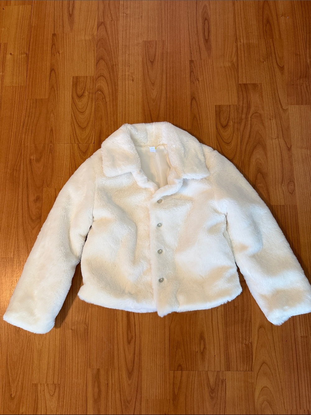 Epic Threads White Faux Fur Button-Up Kids Jacket